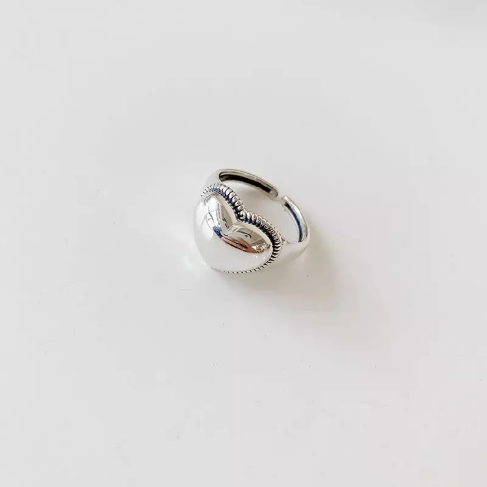 NEW | 925 Sterling Silver Elevated Heart Adjustable Band Ring - Picture 3 of 9